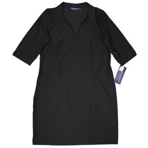 NWT Katherine Way Made in USA Black Stretch 3/4 Sleeve Dress Women Size XL (B6)